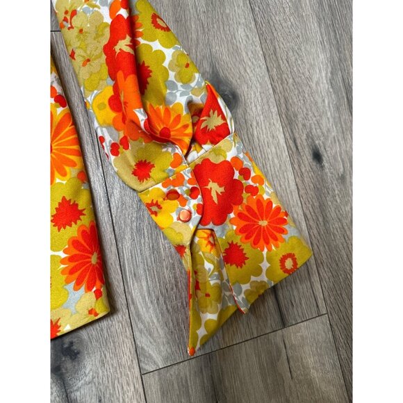 Vintage 70s Floral Button-Up Shirt Long Sleeve Bright Retro Disco Style Ski Shir - Picture 3 of 12